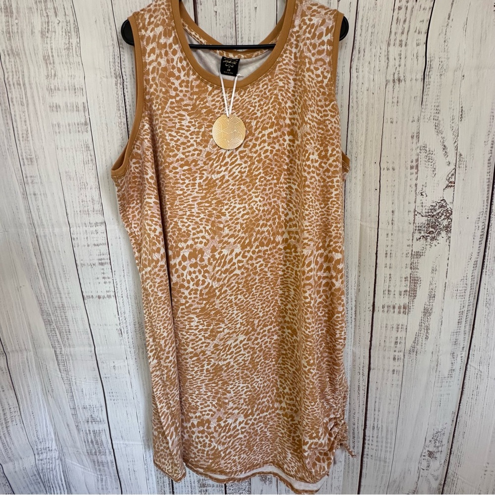 Laila Ali Animal Print Adjustable Ruched Tank Dress